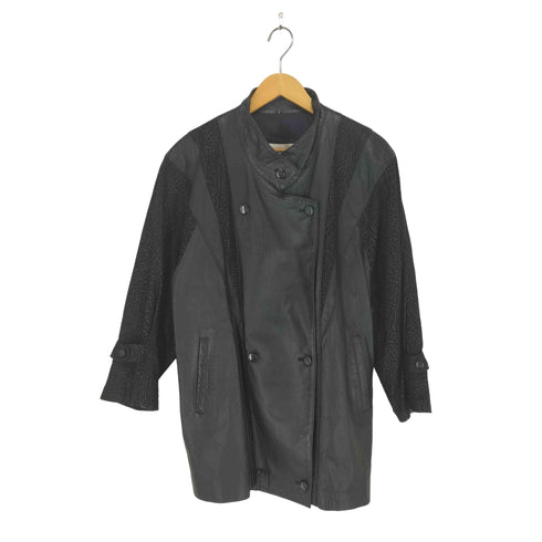 VASIMNASU cow leather レオパード切替カウレザーハーフコート レディース F