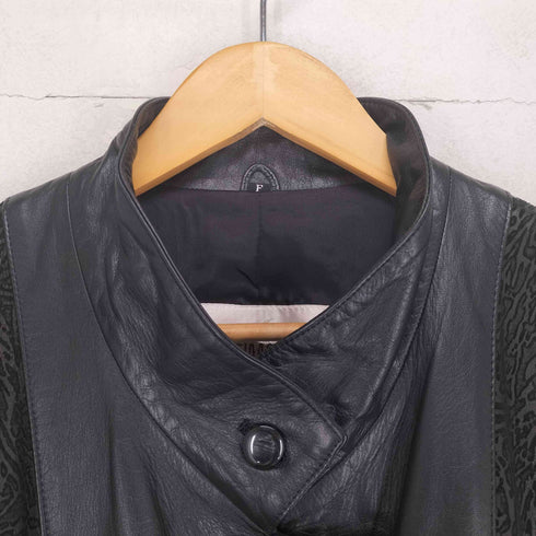 VASIMNASU cow leather レオパード切替カウレザーハーフコート レディース F