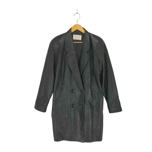 SAN SIERRA lamb leather 刺繍デザインラムレザーダブルチェスターコート レディース F