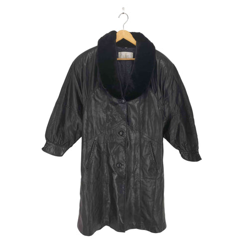 LA NAVE Femme cow leather 襟ファーカウレザーマキシコート レディース