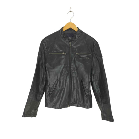 エイチアンドエム H&M real leather リアルレザーシングルライダースジャケット メンズ EUR 46