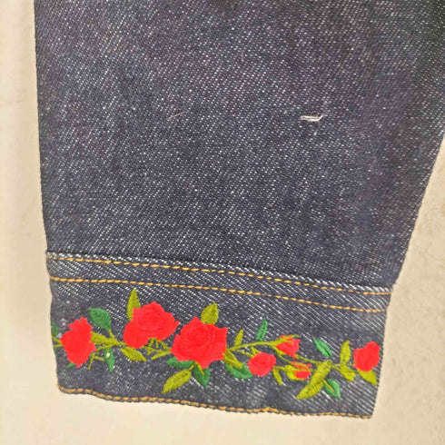バラ刺繍デニムトラッカージャケット Y2K レディース M