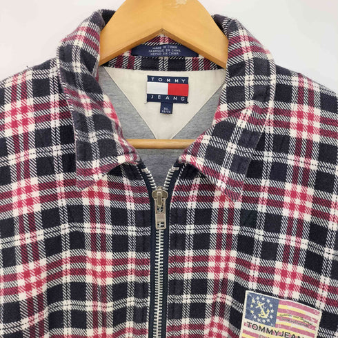 トミージーンズ tommy jeans 90s チェック ボックスロゴ刺繍 ジップアップジャケット メンズ import:XL