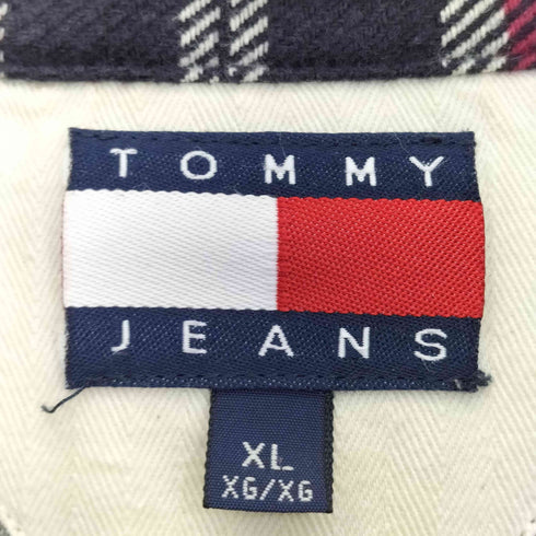 トミージーンズ tommy jeans 90s チェック ボックスロゴ刺繍 ジップアップジャケット メンズ import:XL