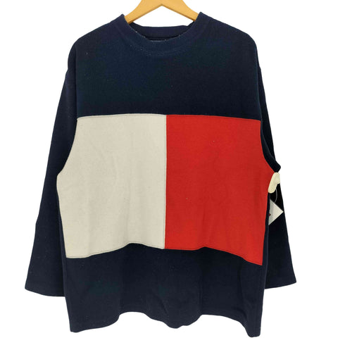 トミージーンズ tommy jeans 90s トリコカラー フリース クルーネックスウェット メンズ import:L