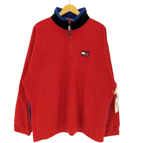 トミージーンズ tommy jeans 90s ボックスロゴ刺繍 ハーフジップ フリースジャケット プルオーバー メンズ import:XL