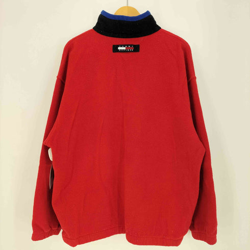 トミージーンズ tommy jeans 90s ボックスロゴ刺繍 ハーフジップ フリースジャケット プルオーバー メンズ import:XL