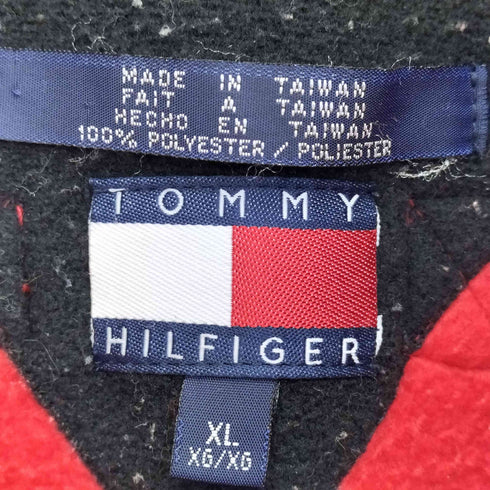 トミージーンズ tommy jeans 90s ボックスロゴ刺繍 ハーフジップ フリースジャケット プルオーバー メンズ import:XL