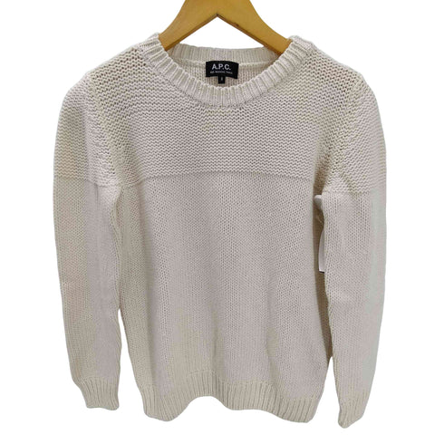 アーペーセー A.P.C. 縫い切替 コットン カシミヤ シルク ミックスファブリック クルーネック ローゲージ ニット セーター レディース import:S