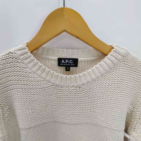 アーペーセー A.P.C. 縫い切替 コットン カシミヤ シルク ミックスファブリック クルーネック ローゲージ ニット セーター レディース import:S