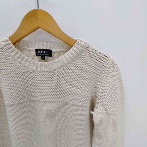 アーペーセー A.P.C. 縫い切替 コットン カシミヤ シルク ミックスファブリック クルーネック ローゲージ ニット セーター レディース import:S