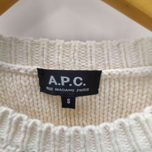 アーペーセー A.P.C. 縫い切替 コットン カシミヤ シルク ミックスファブリック クルーネック ローゲージ ニット セーター レディース import:S