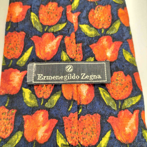 エルメネジルドゼニア Ermenegildo Zegna チューリップ柄シルクネクタイ メンズ