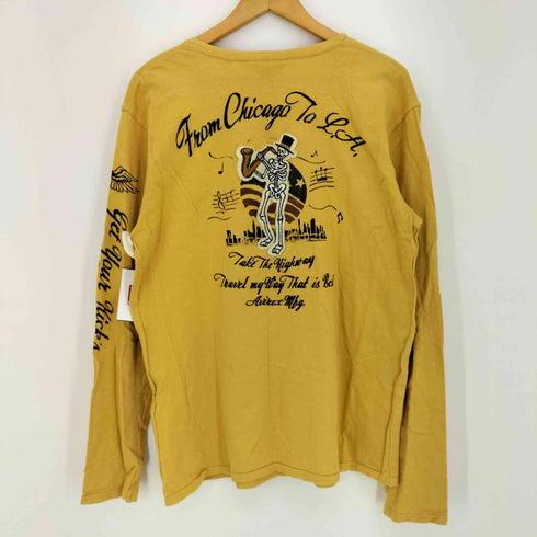 アヴィレックス AVIREX 両面刺繍 袖プリント 長袖クルーネックtシャツ メンズ 2XL