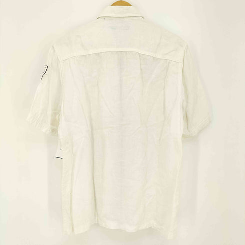 カルバンクラインジーンズ Calvin Klein Jeans リネン100 袖エンブレムワッペン ダブルジップ 半袖 シャツ メンズ import:XL