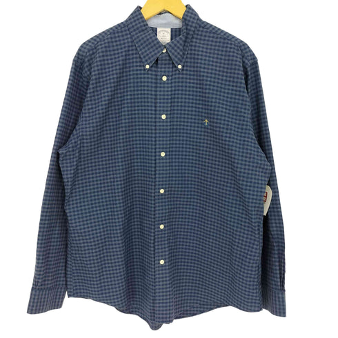 ブルックスブラザーズ BROOKS BROTHERS REGENT ロゴ刺繍 ギンガムチェック ボタンダウンシャツ メンズ import:XL