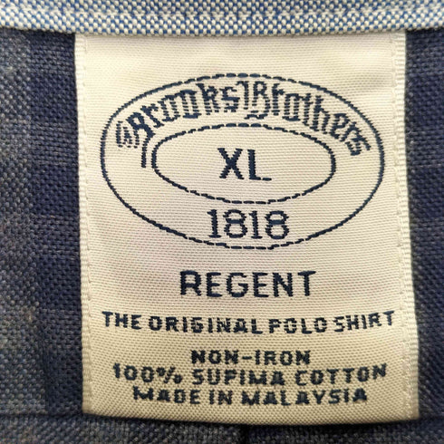 ブルックスブラザーズ BROOKS BROTHERS REGENT ロゴ刺繍 ギンガムチェック ボタンダウンシャツ メンズ import:XL