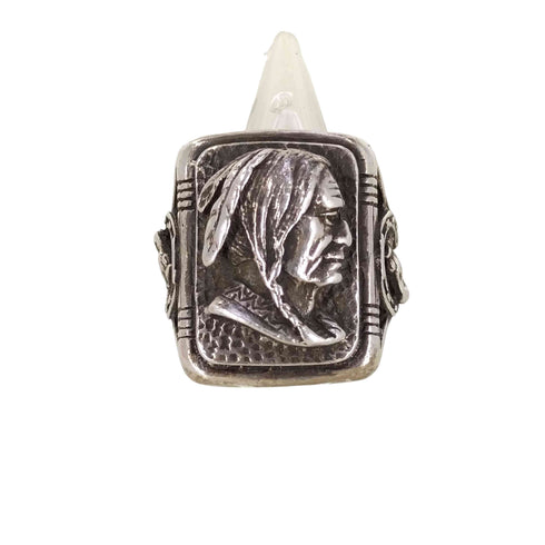 インディアン 酋長 STERLING バイカー メキシカン リング メンズ 16号