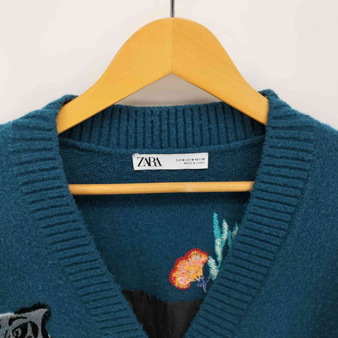 ザラ ZARA 虎 刺繍 Vネック カーディガン メンズ import:M