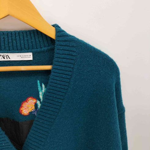 ザラ ZARA 虎 刺繍 Vネック カーディガン メンズ import:M