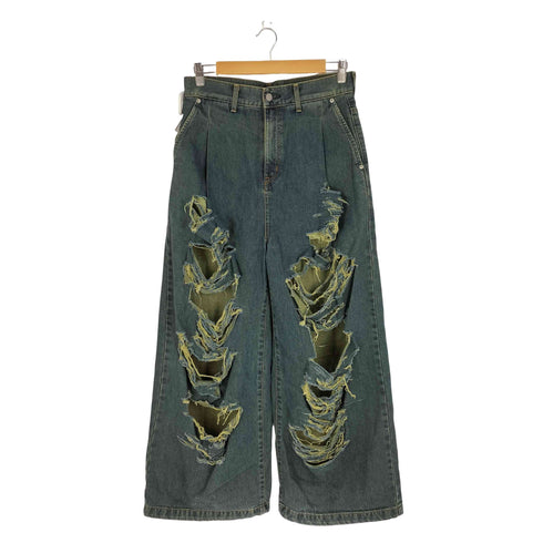 マイン MYne ダメージ加工 デニムワイドパンツ メンズ JPN:S