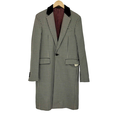 プラダ PRADA ベロア襟 チェック チェスターコート メンズ 44R