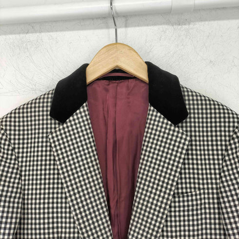 プラダ PRADA ベロア襟 チェック チェスターコート メンズ 44R