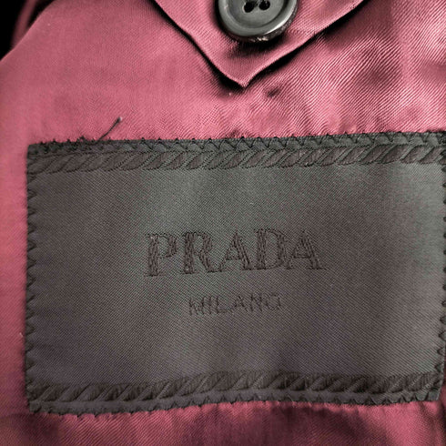 プラダ PRADA ベロア襟 チェック チェスターコート メンズ 44R