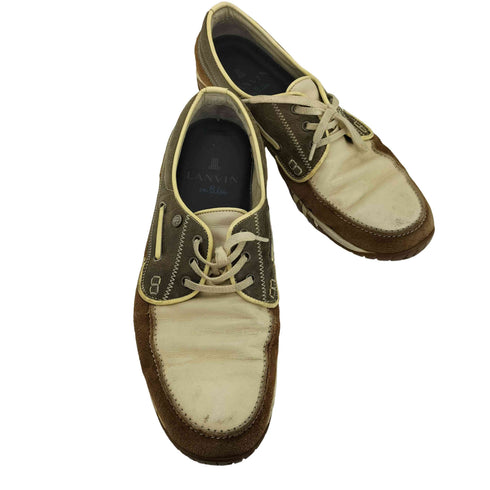 ランバンオンブルー LANVIN en Bleu スウェード レザー バイカラー vibram ビブラムソール モカシン デッキ シューズ メンズ JPN:27