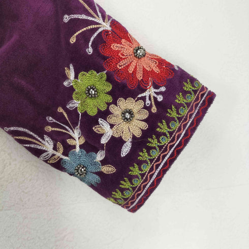 ミーア MiiA 刺繍デザイン ベロア ノーカラージャケット Y2K レディース FREE