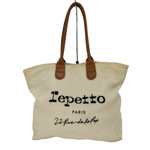 レペット repetto TOILE トワレ ロゴ プリント レザー ハンドル キャンバス トート バッグ レディース