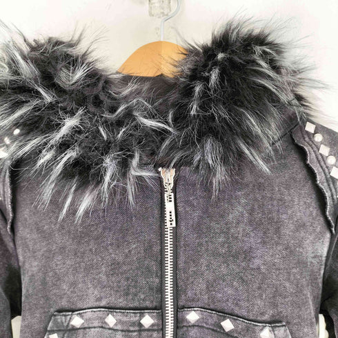 TYPE SHDE TYPE CROSS FOX FUR HOODIE BLACK メンズ