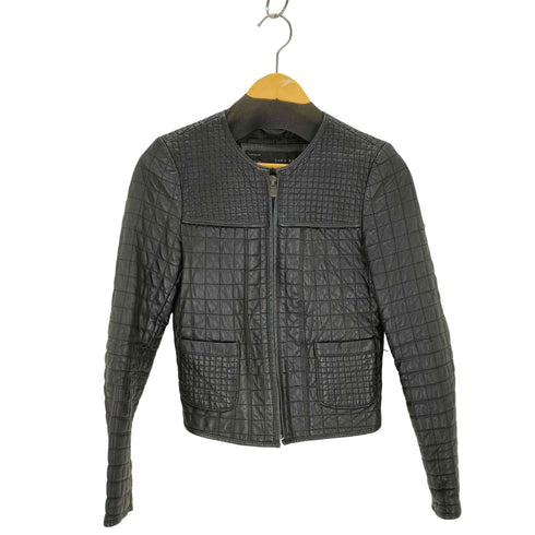 ザラ ZARA ジップアップラムレザージャケット レディース import:S