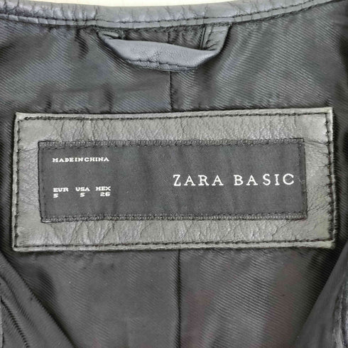 ザラ ZARA ジップアップラムレザージャケット レディース import:S