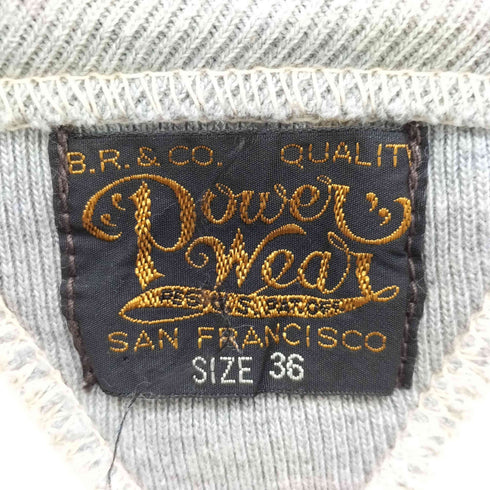 BOOTLEGGERS POWER WEAR ガソリンスタンド 企業ロゴ 両面 大判プリント 両V セットイン スリーブ クルーネック スウェット メンズ US:36