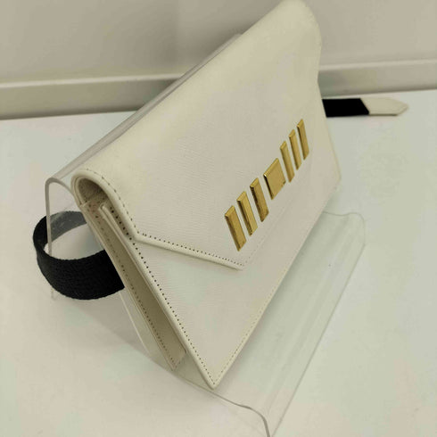 イヴサンローラン Yves Saint Laurent 裏地モノグラム ゴールド プレート ショルダー バッグ レディース