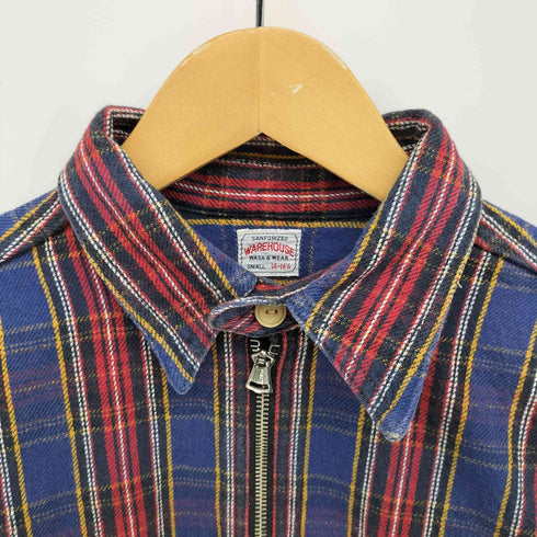 ウエアハウス WAREHOUSE タータンチェック プルオーバー ハーフジップ ネルシャツ メンズ 14-14-1/2
