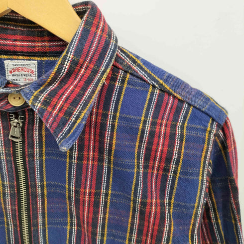 ウエアハウス WAREHOUSE タータンチェック プルオーバー ハーフジップ ネルシャツ メンズ 14-14-1/2