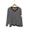 トミーヒルフィガー TOMMY HILFIGER 90S-00S ボーダー柄 vネック コットンニット メンズ JPN:L