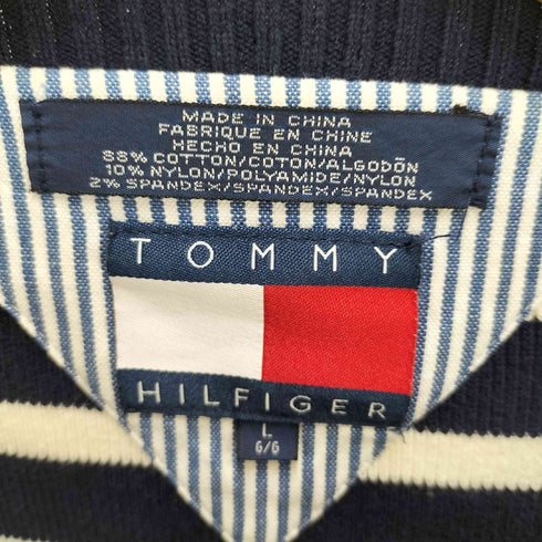 トミーヒルフィガー TOMMY HILFIGER 90S-00S ボーダー柄 vネック コットンニット メンズ JPN:L