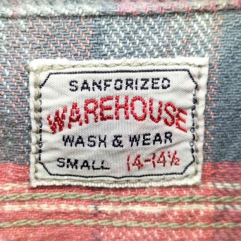 ウエアハウス WAREHOUSE 逆さポケット タータンチェック ネルシャツ 山ポケット メンズ 14-14-1/2