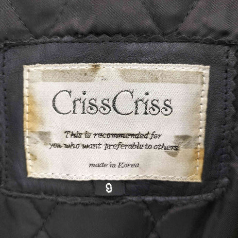 CrissCriss 裏地キルティング ダブルフロント カウレザーコート メンズ 9