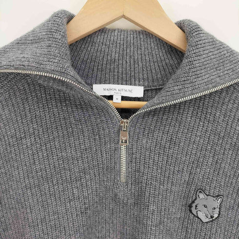 メゾンキツネ MAISON KITSUNE BOLD FOX HEAD PATCH HALF ZIP RIBBED JUMPER レディース M