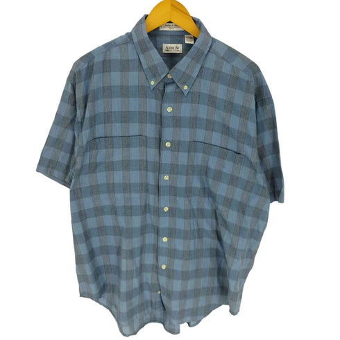 アロー ARROW WRINKLE FREE 65/35 ポリコットン マドラスチェック B.D. S/S シャツ メンズ import:XL