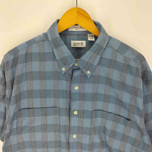 アロー ARROW WRINKLE FREE 65/35 ポリコットン マドラスチェック B.D. S/S シャツ メンズ import:XL