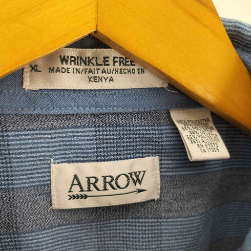 アロー ARROW WRINKLE FREE 65/35 ポリコットン マドラスチェック B.D. S/S シャツ メンズ import:XL