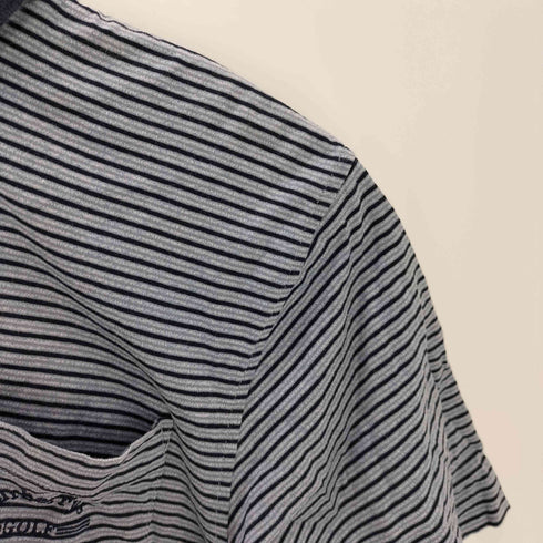 バーバリーゴルフ BURBERRY GOLF S/S ポケット ロゴ 刺繍 ボーダー ハーフジップ ポロ シャツ メンズ MA