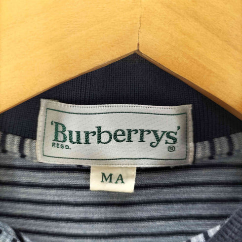 バーバリーゴルフ BURBERRY GOLF S/S ポケット ロゴ 刺繍 ボーダー ハーフジップ ポロ シャツ メンズ MA