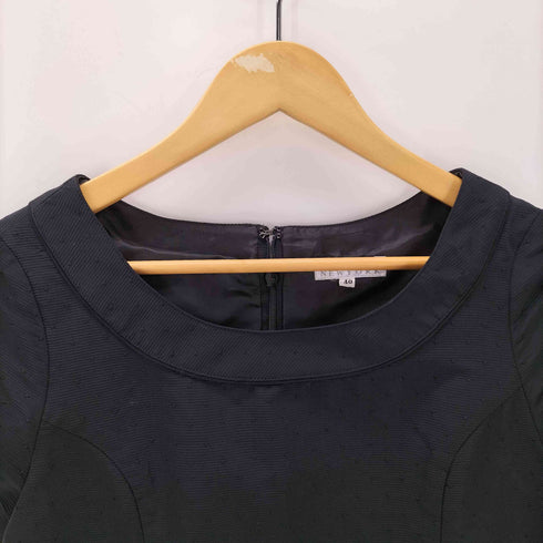 バーニーズニューヨーク BARNEYS NEWYORK ドット柄 ノーカラー ジャケット ワンピース セットアップ アンサンブル レディース 40