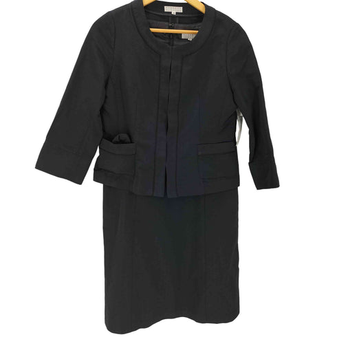 バーニーズニューヨーク BARNEYS NEWYORK ドット柄 ノーカラー ジャケット ワンピース セットアップ アンサンブル レディース 40